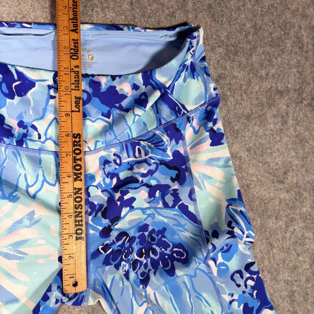 Lilly Pulitzer Luxletic Weekender High Rise Leggings Womens L Blue Floral 002143